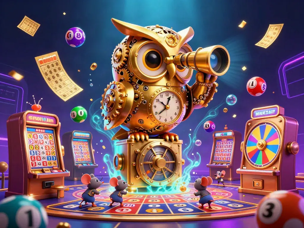 Engage with exciting gaming experiences at sunwin, featuring a clockwork owl in a vibrant casino atmosphere.